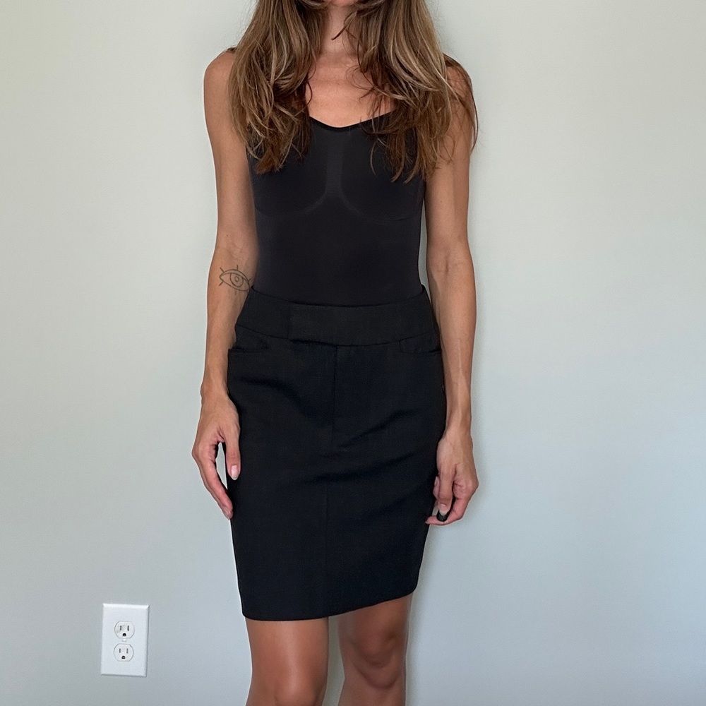 Vintage Black Wool Straight Skirt Henri Bendel Size 4 - Picture 2 of 8